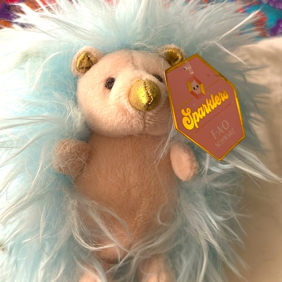 FAO Schwartz Sparklers BLUE Hedgehog Plush Toy. NWT - Picture 6 of 15